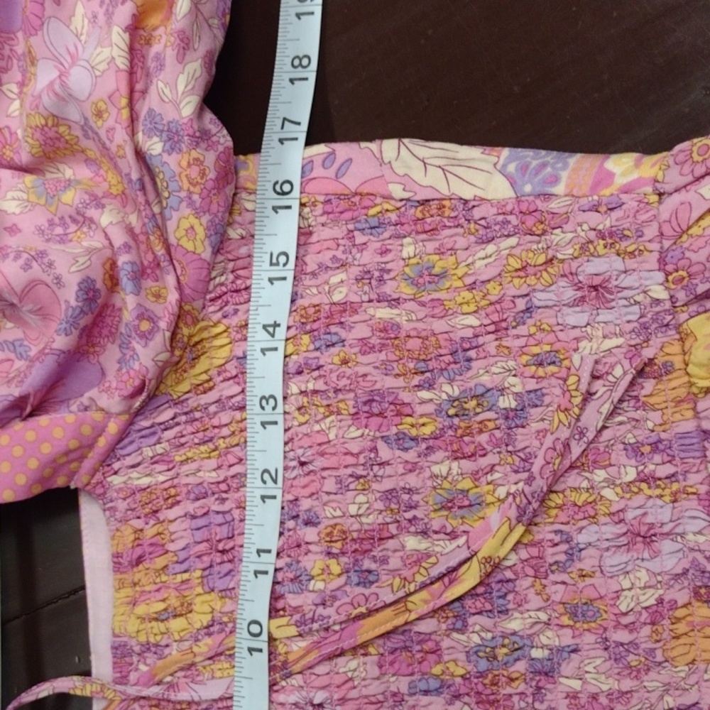 NEWIn Bloom Pink and Yellow Maxi Sundress with Puff Sleeves and Square Neckline, - Picture 14 of 16